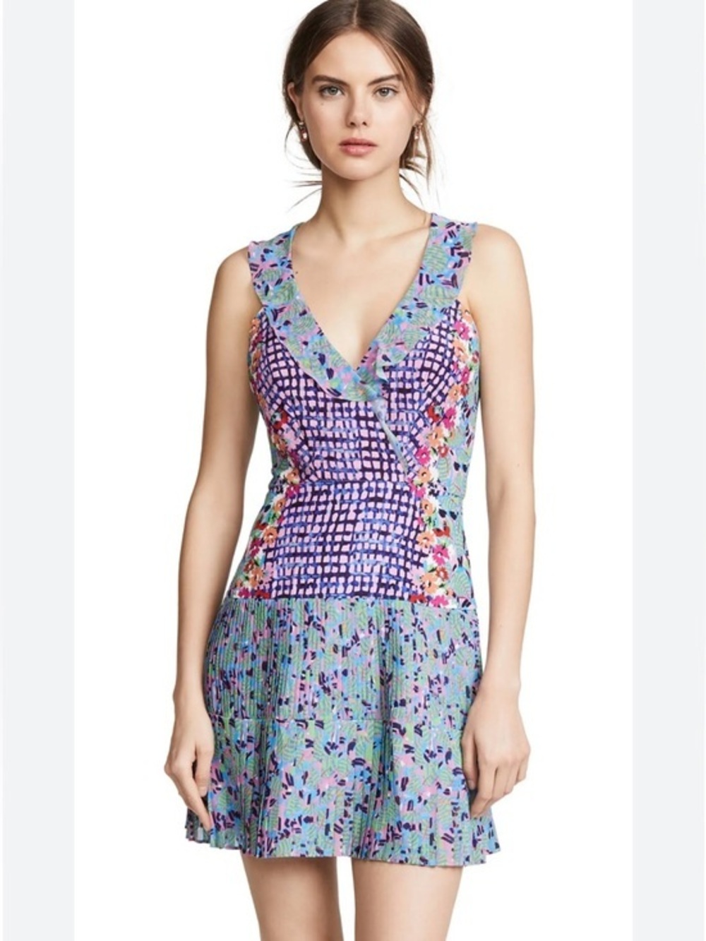 Saloni Amy Tropical Print Silk Mini Dress US Size 8